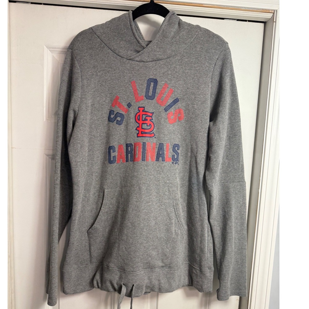 MLB St Louis Cardinals Heather Gray Pullover Hoodie Thumbholes 2XL